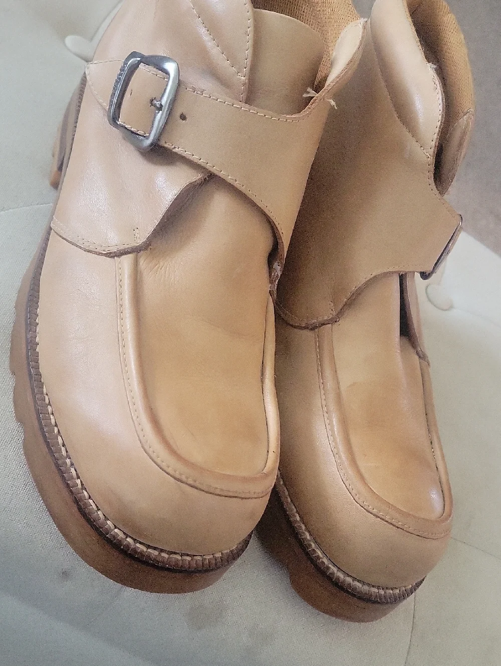 DURANGO LEATHER ANKLE BUCKLE BOOTS 11D TAN
